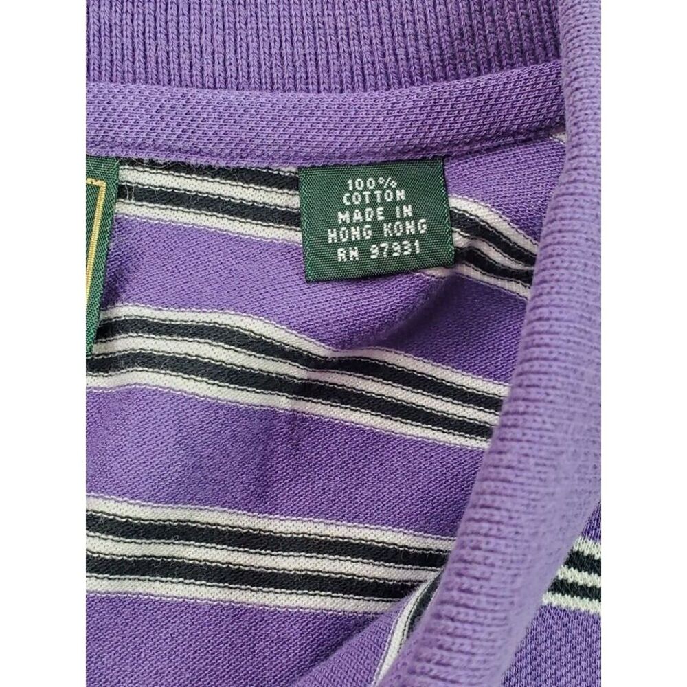 Masters Collection Mens L Large Striped Polo‎ Shirt Purple - Picture 3 of 5